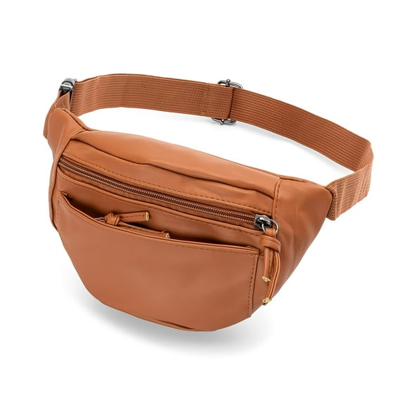 Just like Joan Small Vegan Leather Waist Bag for Women | Brown Crossbody Sling Belt Bag | Fashionable Faux Leather Fanny Pack