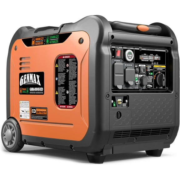 GENMAX Portable Inverter Generator - 6000W Super Quiet Dual Fuel with Remote/Electric Start, Lightweight for Home Backup, Camping, Travel & Outdoor Use, EPA Compliant (GM6000iED)