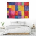 thumbnail image 3 of ONETECH  Abstract Tapestry, Rainbow Colored Geometric Square Shaped Blurry Effects Watercolor Design, Wide Wall Hanging for Bedroom Living Room Dorm,Multicolor Magenta, 3 of 7