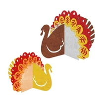 2 Set Thanksgiving Table Decorations Turkey Paper Centerpiece Glitter Cardstock for Autumn Harvest Celebrations