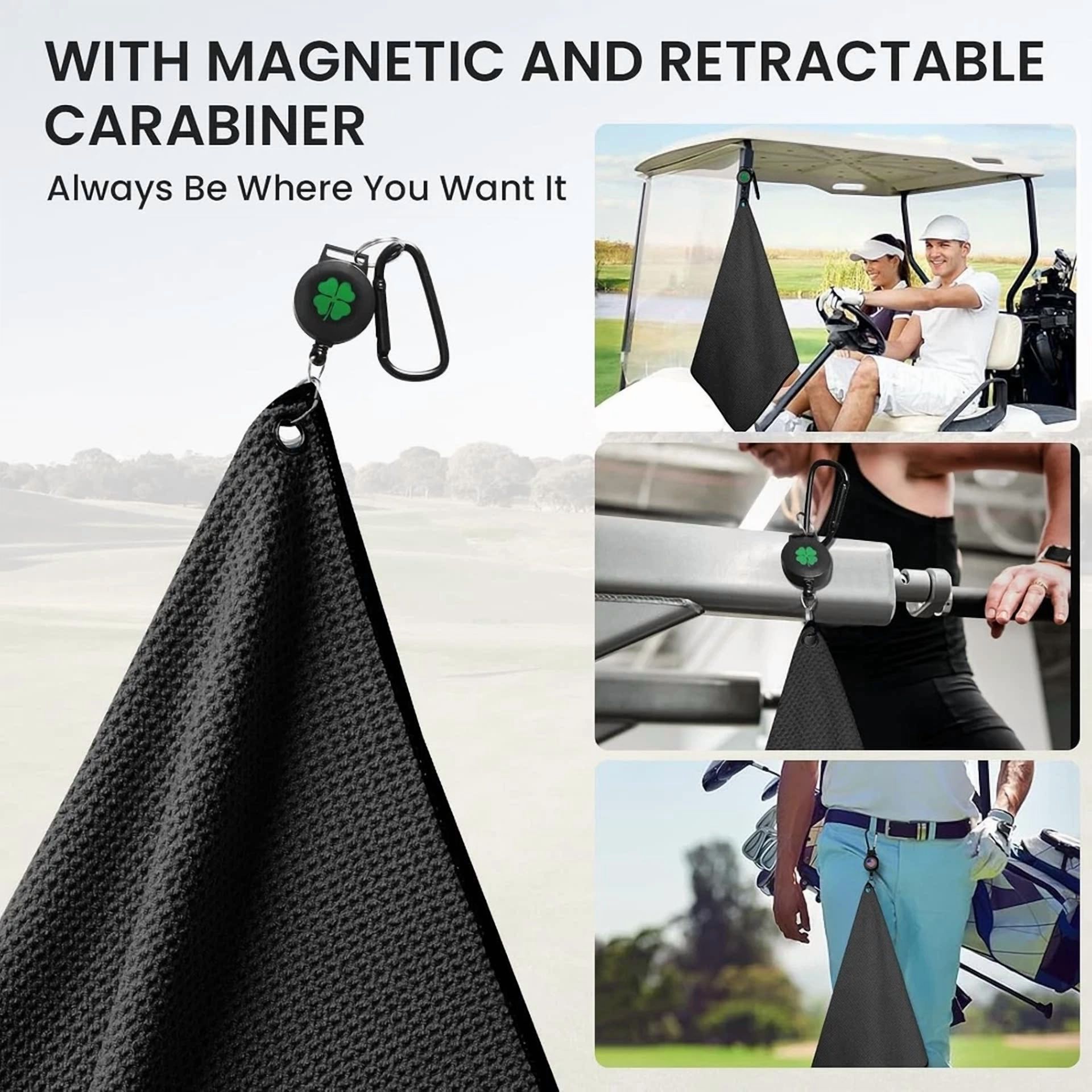 CIRCLE- Golf Towels With Magnetic Carabiner 16X16 Inch Microfiber