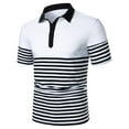 thumbnail image 2 of Toimothcn Men'S Polo Shirts Lapel Short Sleeve Casual Striped Preppy Polo Shirts Buttons Up Breathable Loose Fit Sports Shirts Suitable For Outdoor Sports, 2 of 9