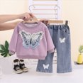 thumbnail image 2 of yboeqw Kids Girl Clothes Girl Long Sleeve Sweatshirt Pullover Tops + Denim Pants Fall and Winter Outfit Set,Size 4-5 Years, 2 of 5