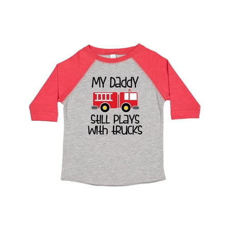 

Inktastic Firefighter Daddy Plays with Trucks Gift Toddler Boy or Toddler Girl T-Shirt