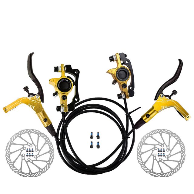 Ensemble de Freins à Disque Hydrauliques Modification Accessoires Professionnels pour Vélos Pièces de Bicyclette Accessoires de Cyclisme Kit de Freinage Pièce Modifiée Doré Double Côtés/disques