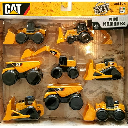 CAT Construction Mini Machine 8-Pack, 1 Excavator, 2 Bulldozers, 2 Wheel Loaders, 1 Backhoe and 2 Dump Trucks By Caterpillar Ship from US