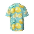 thumbnail image 2 of Easygdp Yellow Lemon Men's Casual Short-sleeved Shirt with Pocket and Button Suitable for Beach Vacation Leisure - XX-Large, 2 of 7