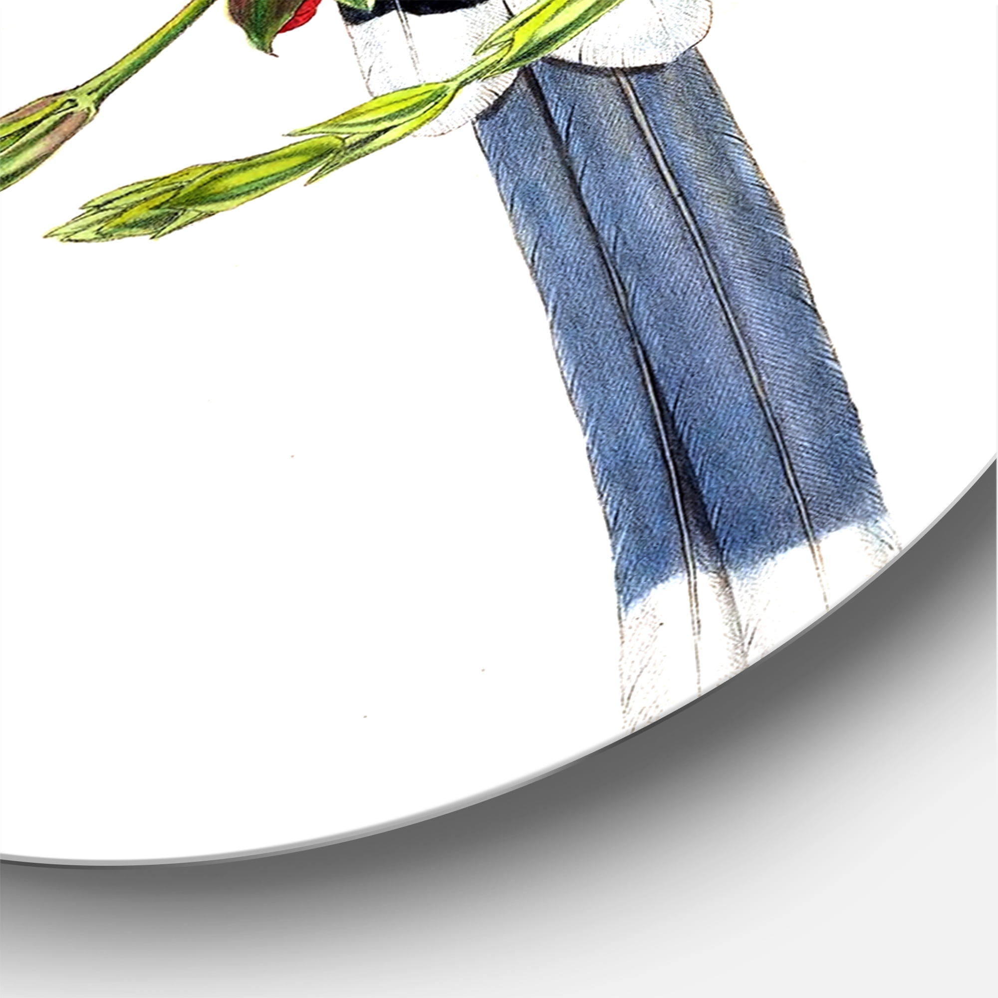 Designart 'Vintage Countryside Birds On Branch IV' Farmhouse Circle Metal Wall Art 29x29 - Disc of 29