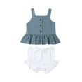 thumbnail image 1 of Ensemble 2 Pcs pour Nouveau-Née Fille : Hauts Courts Sans Manches à Boutons + Mini-Shorts, 1 of 8