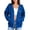 Blue, variant on Women's Long Sleeve Full Zip Hoodie Loose Fit Fleece Lined Sweatshirt Open Front Cardigan Coat with Zipper Pockets Drop Shoulder Black XXL