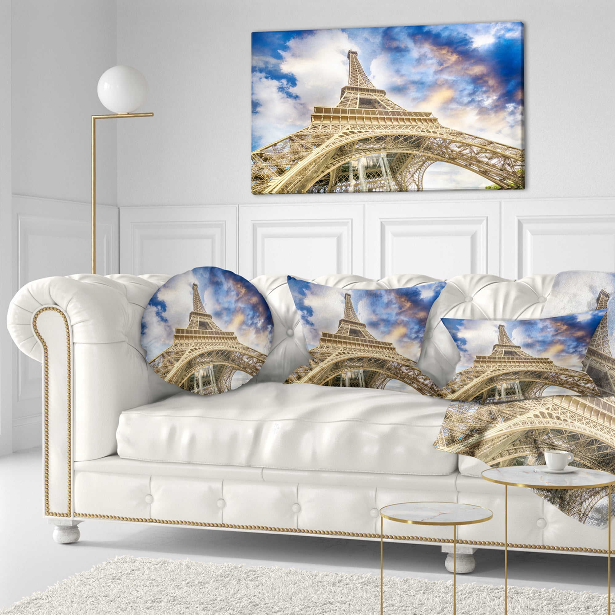 Designart 12" x 20" Blue Polyester Throw Pillow