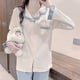 thumbnail image 3 of Pijamas de mujer de manga larga con cuello vuelto y bolsillo con un solo pecho, pijamas Love XL, 3 of 9
