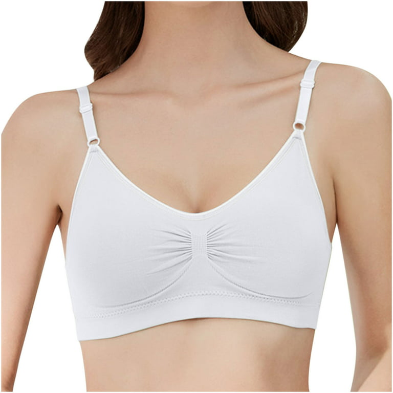 Wireless Bra Push up Adjustable Cotton Bra Breathable Sports Vest Bra; Wire  Girls Underwear Vest, White, S/M 