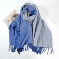 thumbnail image 2 of TEAJOPSUU Winter Warm Scarf for Women Soft Faux Wool Tassel Scarf Fashion Thermal Warps Colorful Long Shawl Large Scarves A-Blue, 2 of 5