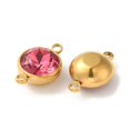 thumbnail image 2 of Ion Plating(IP) Golden Plated 304 Stainless Steel Connector Charms with Glass Rhinestone Flat Round Links Mixed Color 21x14x8mm Hole: 2mm, 2 of 3