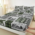 thumbnail image 3 of Homewish Safari Elk Bear Twin Sheet Sets,Country Farmhouse Lodge Twin Fitted Sheet,Green Gray Flat Sheet For Men Women,Ultra Soft Home Decor,3pcs, 3 of 7