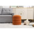 thumbnail image 6 of Round Ottoman Storage Box, Velvet Pouffe Footstool 18.5'' Padded Stool Seat, Wooden Frame Footrest Vanity Stool for Makeup Room Bedroom Living Room Balcony (Orange), 6 of 9