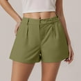 thumbnail image 2 of Tiweut Women's Leisure Shorts Summer Shorts Stretch Button Lightweight Wide Leg High Waist Versatile Solid Color Classic Short Pants Mint Green M, 2 of 5