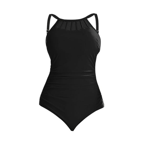Vedolay High Cut One Piece Swimsuit Women's One Piece Swimsuits Shirred Tank Swimwear Vintage Tummy Control Bathing Suits,Black XL