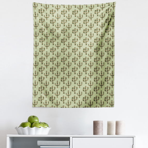Cactus Tapestry, Mexican Inspired Indigenous Foliage Abstract Chevron Nature Theme, Fabric Wall Hanging Decor for Bedroom Living Room Dorm, 5 Sizes, Pistachio Green Caramel, by Ambesonne
