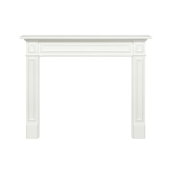 Pearl Mantels Mike Furniture For Your Fireplace, Premium White MDF Mantel Surround, Crisp White Paint, Interior Opening 48"W x 42"H