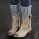 thumbnail image 3 of Puños de bota de Tobillo de punto Protector de acrílico suave Calcetines de bota de Calentadores de piernas de mujer para regalos - Ceniza Sunnimix protector de pierna corto, 3 of 7