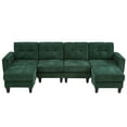 thumbnail image 6 of Harper & Bright Designs Modular Sectional Sofa Set with 2 Ottoman, 4-Seat U-Shaped Couch with USB Ports and Side Tables, Chenille Upholstered Sectional Sofa for Living Room, Green, 6 of 11
