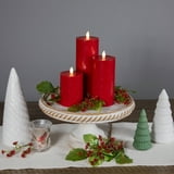 Northlight LED Flameless Flickering Wax Pillar Candles - 8" - Red - Set ...