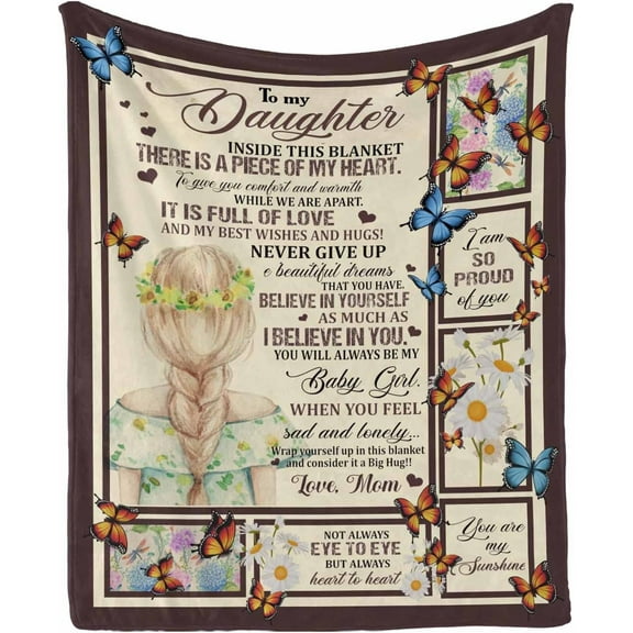 MMYGU Personalized Love Saying Message Text Blanket to My Daughter from Mom and Dad Inside This Blanket There is a Piece of My Heart Blanket Warm Bed Throws 30x40in