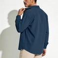 thumbnail image 4 of Domuza Corduory Button Down Shirts for Men Long Sleeve Casual Collared Wrinkle Free Shirts Lightweight Work Overshirts Navy M, 4 of 7