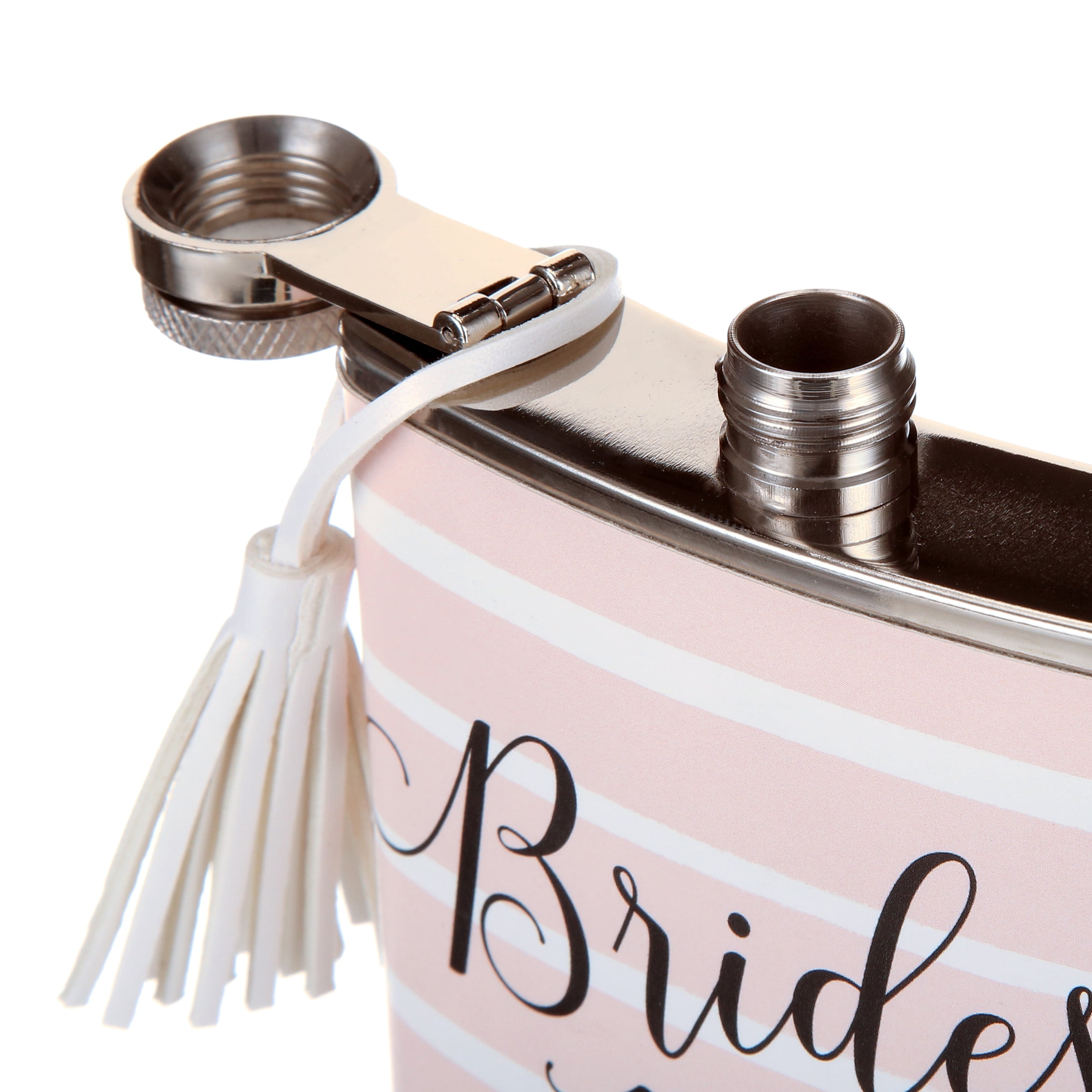 Way to Celebrate Pink & White Stripe Designer Bridesmaid Metal Flask