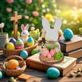 thumbnail image 4 of BAOPAI Easter Wooden Bunny Decoration With Colored Eggs And Leaf Details For Spring Home Holiday Display, 4 of 6