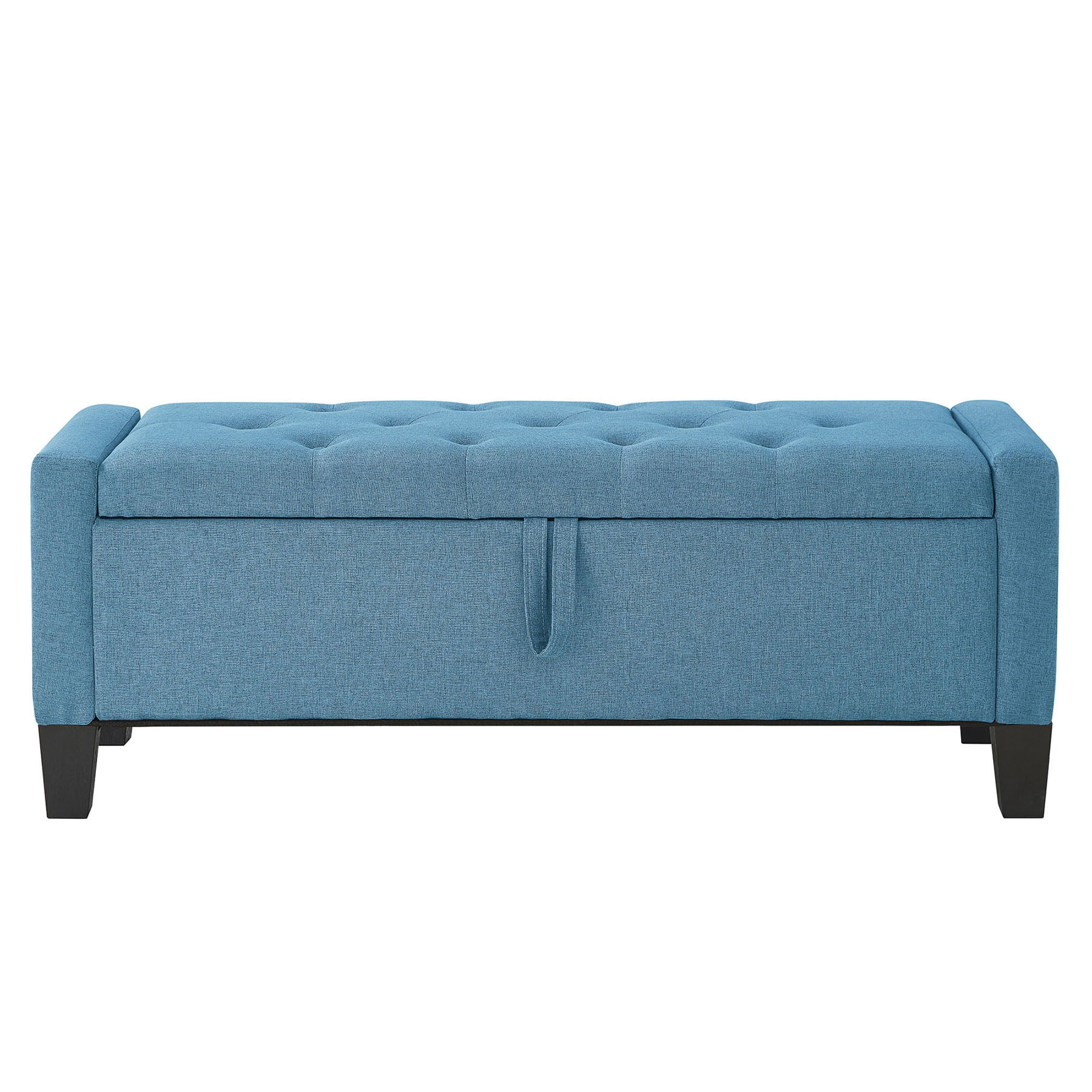 CQSXDA Upholstered Ottoman Bench in Linen with Storage and Safety Hinge for Entryway Seating and Organization