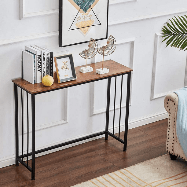 Vanity Set Industrial Console Table Sofa For Living Room Hallway Entryway Entrance Hall Corridor Wood Look Metal Frame 38 6 L X 11 8 W 30 7h Com Vanity Set Industrial Console Table, Entrance Hall Table Lamps
