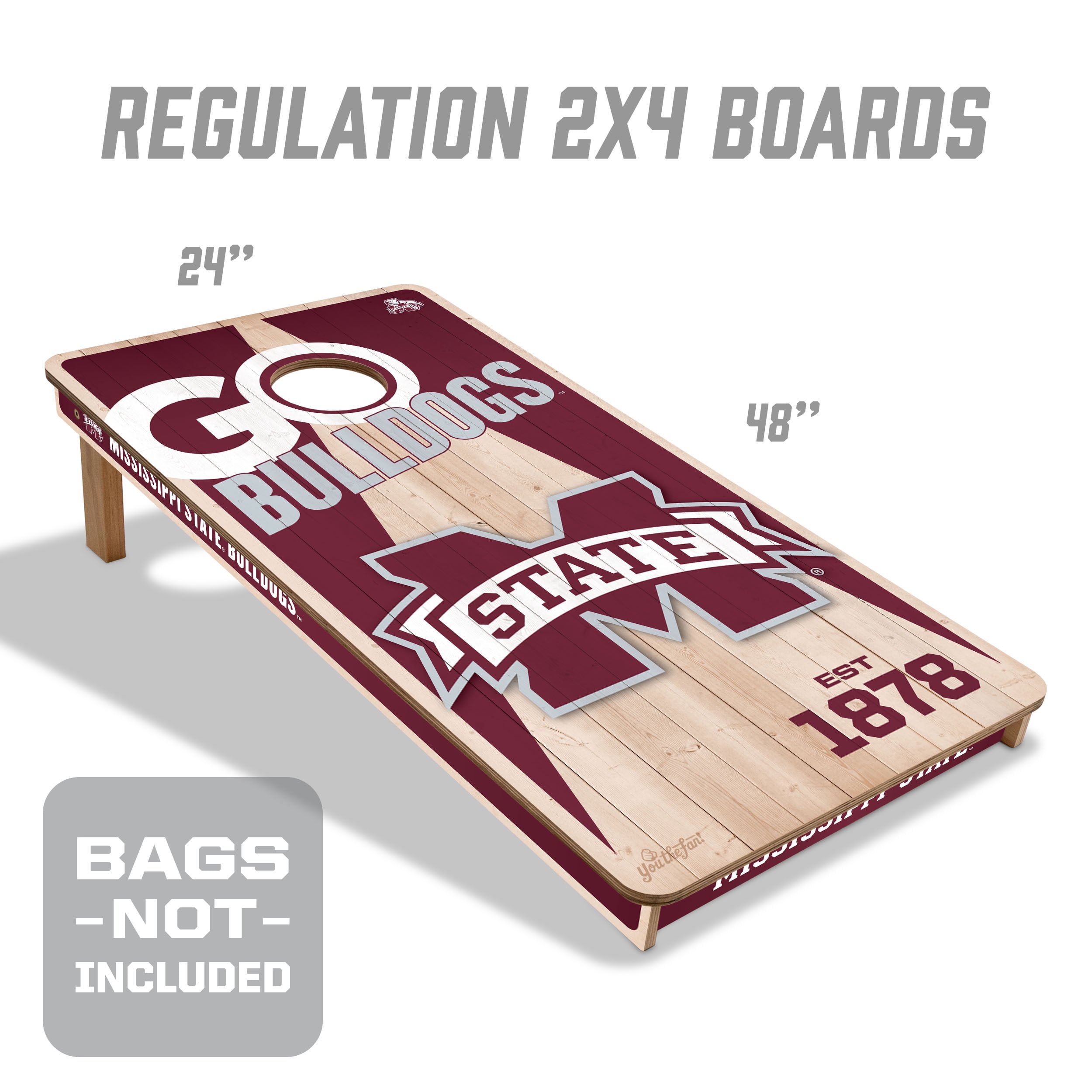 YouTheFan NCAA Mississippi State Bulldogs 2' x 4' Cornhole Game No Bags