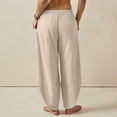 thumbnail image 4 of UngA Baggy Sweatpants Women Women High Waist Casual Pants Elastic Wide Leg Summer Beach Palazzo Trousers with Pockets Lightweight Comfy Beige,XL, 4 of 6