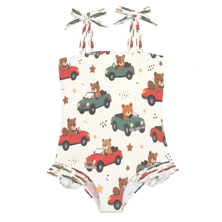 DIXRUYEE Swimsuit One Piece swimwear Car Bear Pattern of Pattern