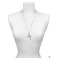 thumbnail image 3 of Delight Jewelry Silvertone Disc with Crystal Peace Sign I Set You Apart Engraved Cross Zoey Necklace, 28", 3 of 4