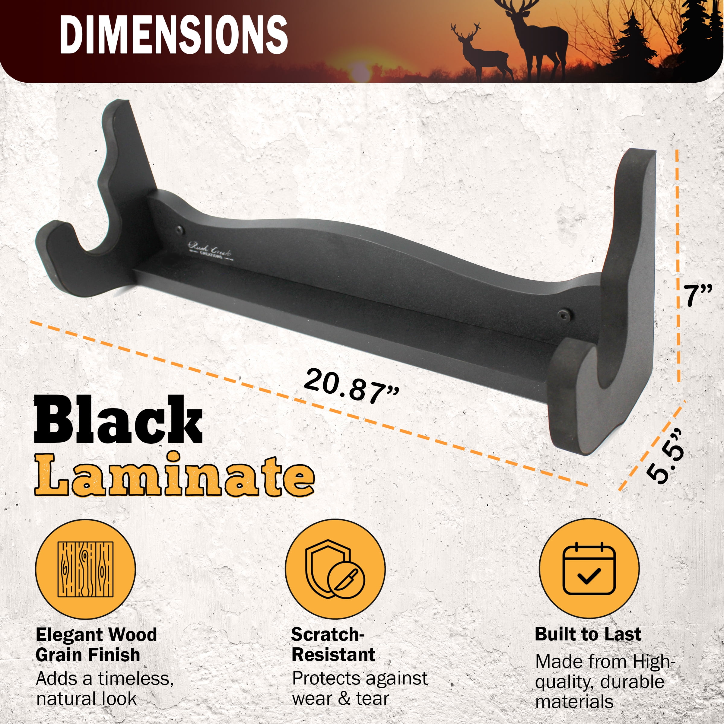 Rush Creek Creations | Indoor 1-Gun Rack for Wall for Shooting Rifles and Airsoft Shotguns, Single Gun Storage for Real Guns/Firearms, Premium Alternative for Single Gun Safe for Rifles and Pistols