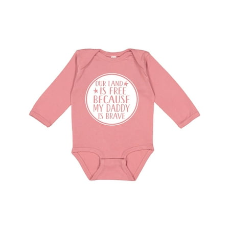 

Inktastic Military Daddy is Brave Land is Free Boys or Girls Long Sleeve Baby Bodysuit