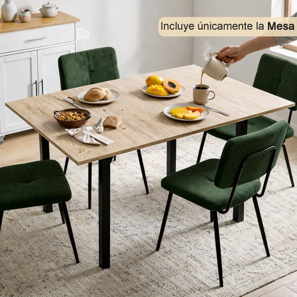 Mesa de comedor Plegable FurnitureR para 4-6 personas Beige