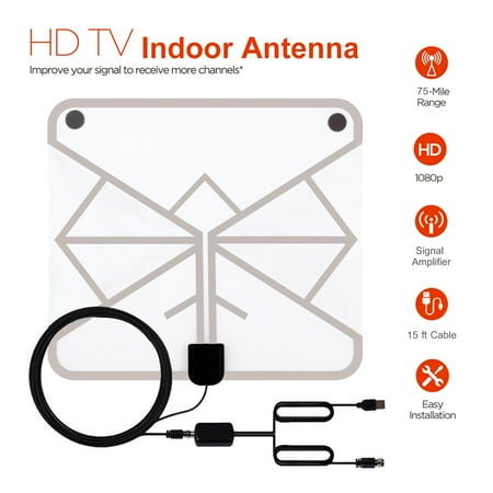 Indoor Uhf Hdtv - 4K TV Antenna – Indoor Digital HDTV Antenna 80 Miles Range, 4K HD VHF UHF Freeview for Life Local Channels Broadcast, Amplified HD TV Antenna for All TV's Support - 2018 VERSION