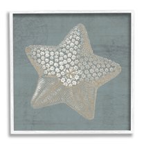 Patterned Starfish Aquatic Sea Life Animals & Insects Graphic Art White Framed Art Print Wall Art