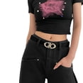 thumbnail image 4 of Only Moment Womens Belts Star Buckle Aluminum Alloy Retro Elastic Skinny Belt for Ladies Black,One Size, 4 of 5