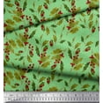 thumbnail image 2 of Soimoi Tissu Satin Modal Vert Baies Rouges & Feuilles de Houx Imprimé au Mètre 42 Pouces de Large, 2 of 3