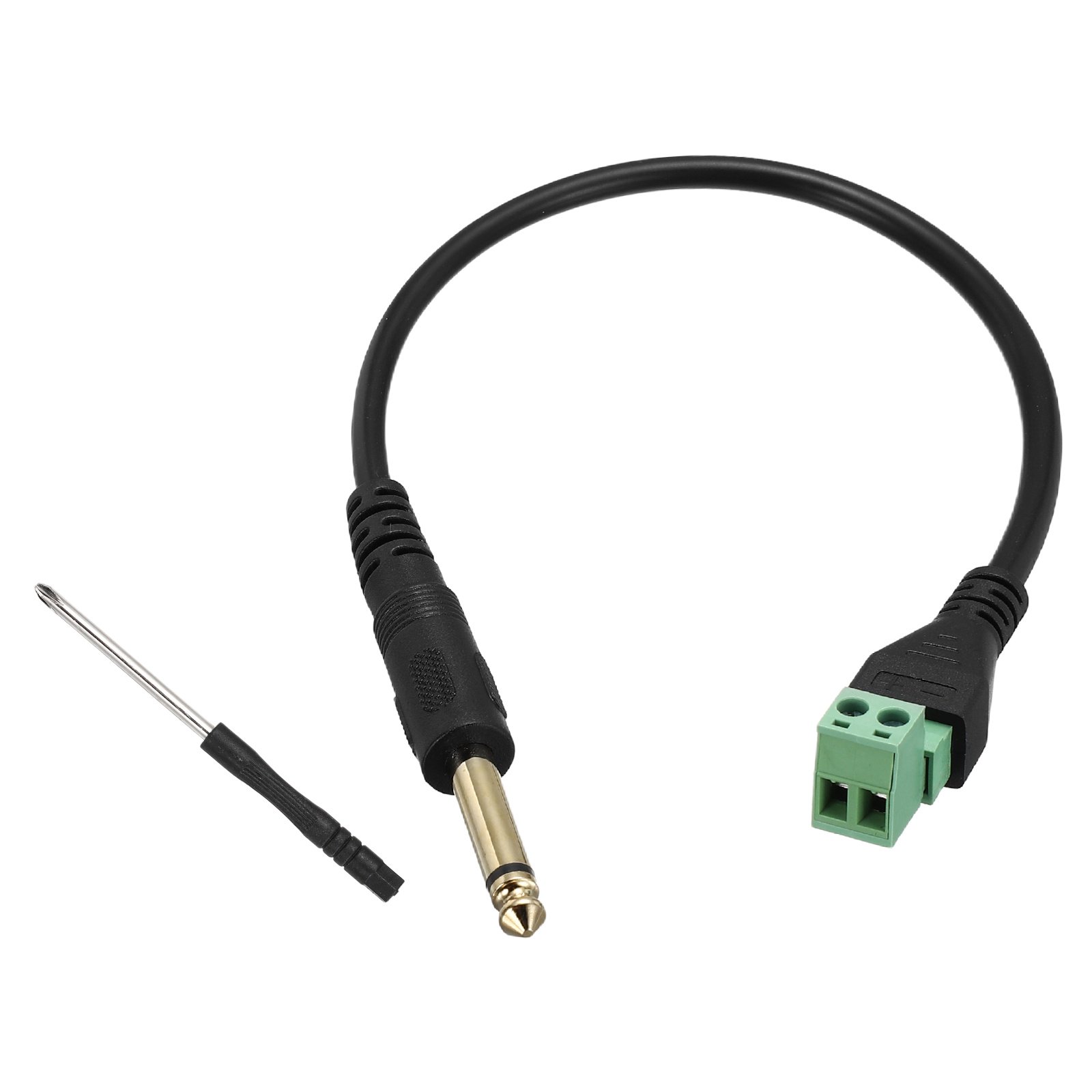 Uxcell Gold Plated 6.35mm (1/4") Screw Terminal Block Cable, Mono Audio Male Jack to AV 2 Pin Screw Video Balun Terminal Adapter Connector Cable, Pack of 1(30cm/12inch)