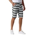 thumbnail image 4 of INSPIRE CHIC Argyle Pattern Shorts for Men's Regular Fit Flat Front Contrasting Colors Shorts 34 Black, 4 of 5