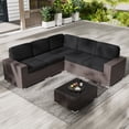 thumbnail image 2 of Outdoor Patio Furniture Set 6 Pieces Sectional Conversation Sofa Set Brown Rattan Sofa Set with Coffee Table, 2 of 7