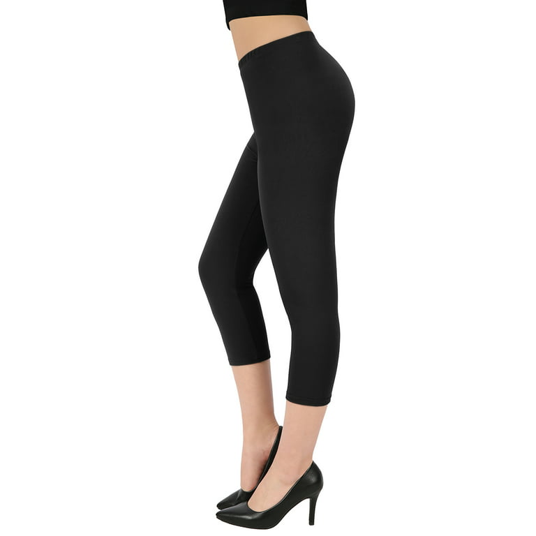 HDE Capri Leggings for Women Plus Size Legging Buttery Soft Capris Black 3X  