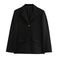 thumbnail image 2 of Baberdicy Women's Oversized Brown Blazer, 2024 Fall Trendy Vintage Long Sleeve Pocket Jacket , Vintage Brown Blazer, Loose Pocket Coat, Retro Office Jacket Black Xl, 2 of 5